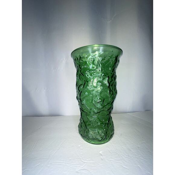 Oversized Green Crinkle Glass Vase vtg Large 11 inches Wavy Texture EO Brody HTF - Picture 12 of 16